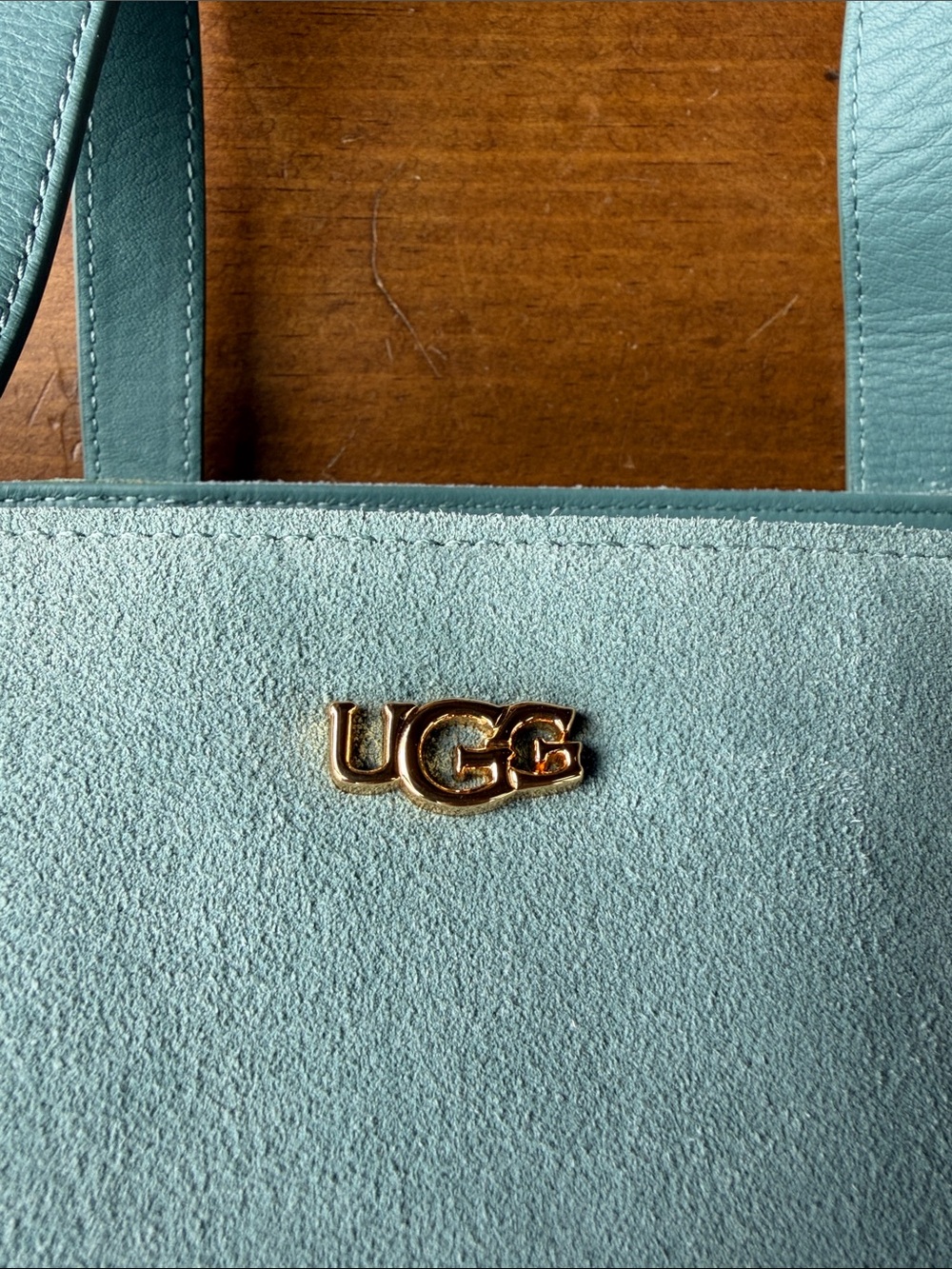 UGG Blue/Green Suede Tote NWOT - Picture 2 of 15